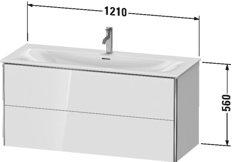 XS432602222 Тумбочка подвесная XSquare #XS4326 1210 x 478 мм Белый глянцевый декор Duravit - Вид №1