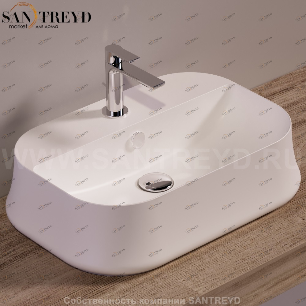 SH09BIANCOMATT Накладная раковина на столешницу  прямоугольная Simas Sharp