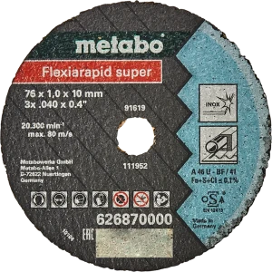 Диск отрезной по металлу тип 41 Metabo Flexiarapid 626870000 76x10x1 мм, 5 шт. 88111055 STLM-2097479