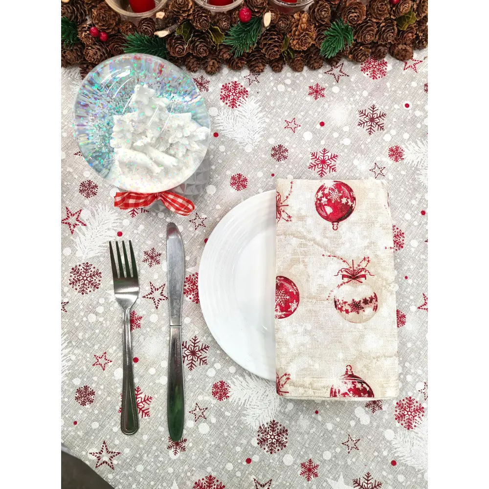 Скатерть "Снежинки", прямоугольная, 136x170 см, цвет серый Altali STLM-2117034 - Вид №7