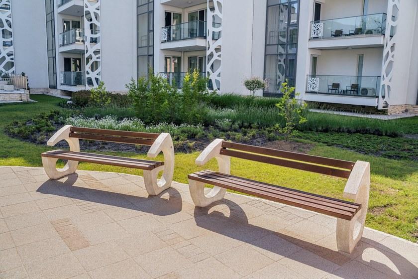 ENCHO ENCHEV - ETE Скамейка из бетона и дерева со спинкой  99  - Вид №7