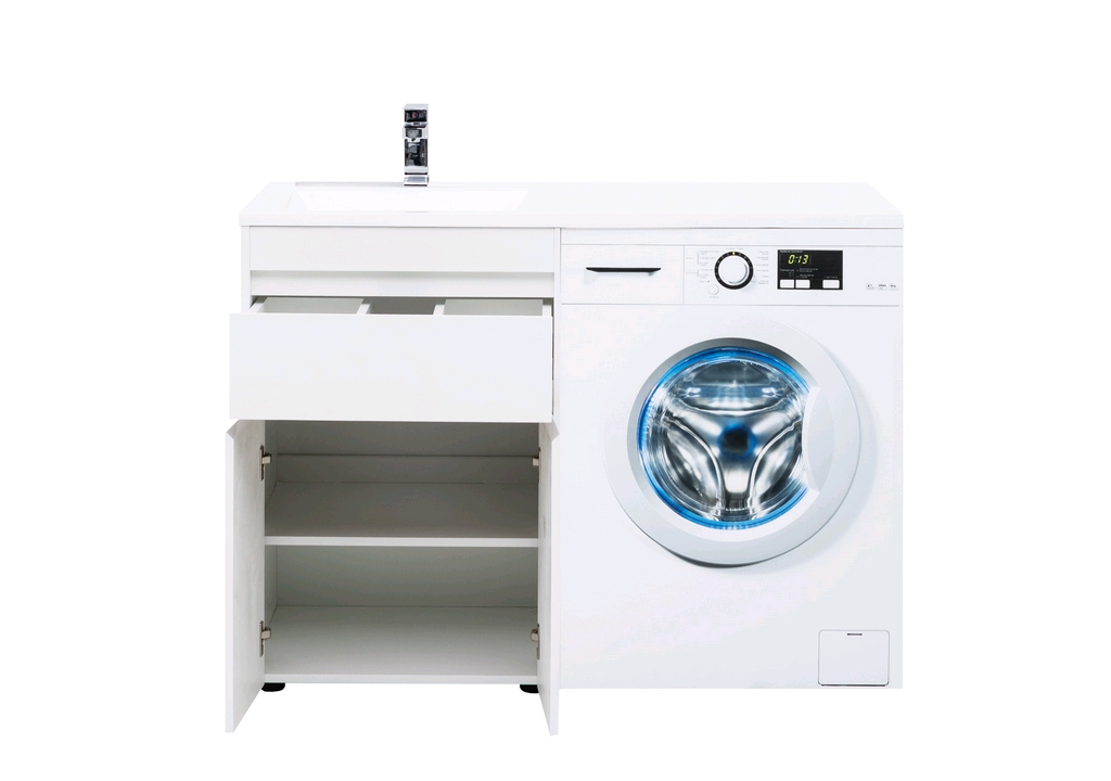 Тумба с раковиной Aquanet Токио 120 L белый (напольная, 1 ящик, 2 дверцы) 0023774500235499 - Вид №12