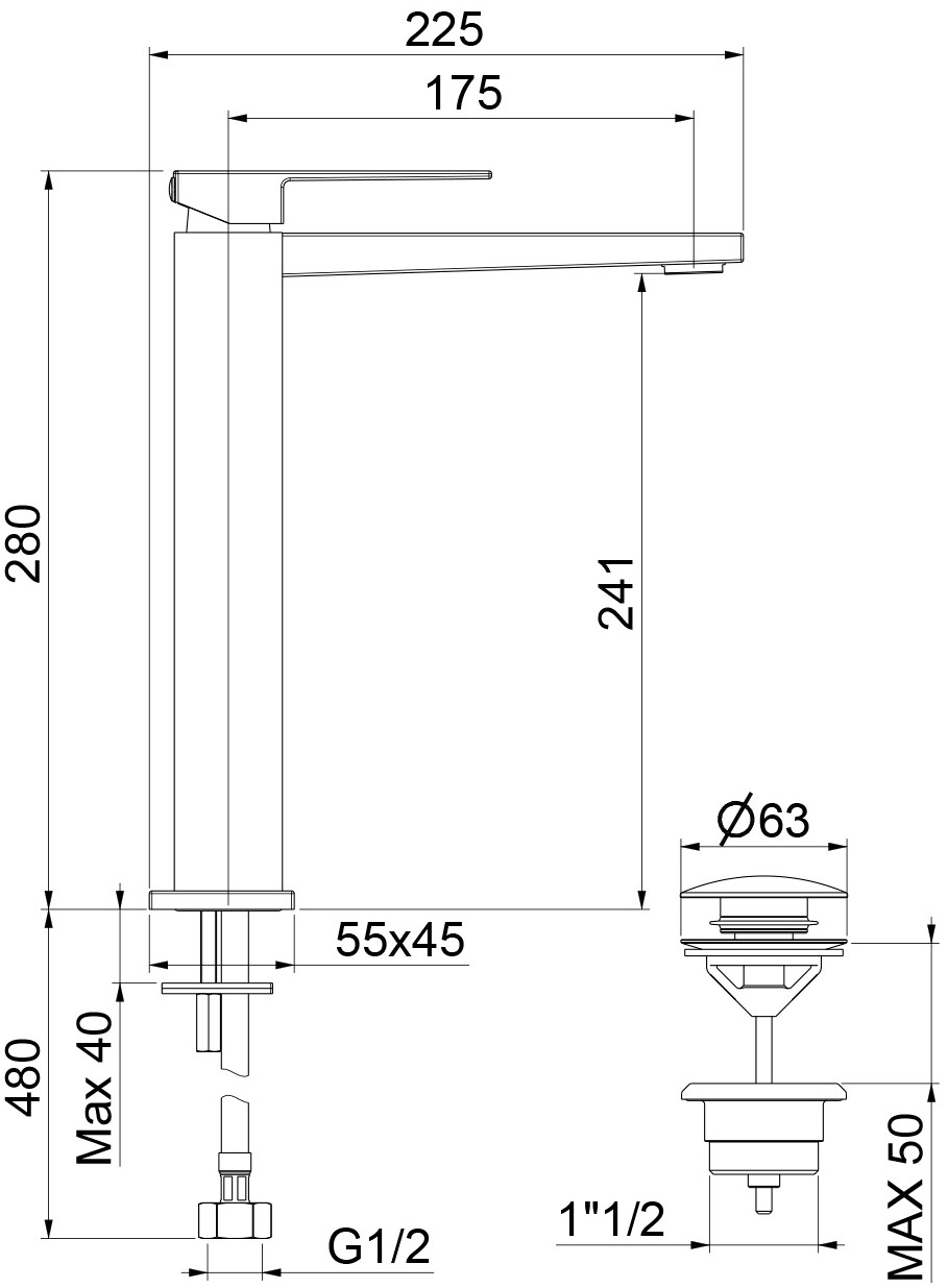 PE830402560 Смеситель для раковины Webert Pegaso - Вид №2