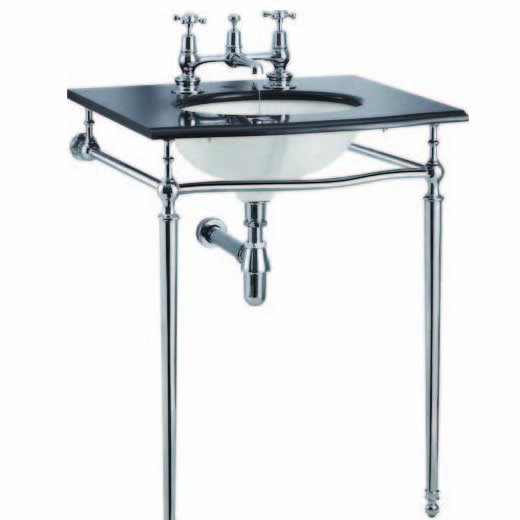 Гранитная столешница на 1,2 или 3 отверстия с хромированным подстольем  Burlington G7 1TH, T49A CHR 65см х 57,5см  - Вид №4