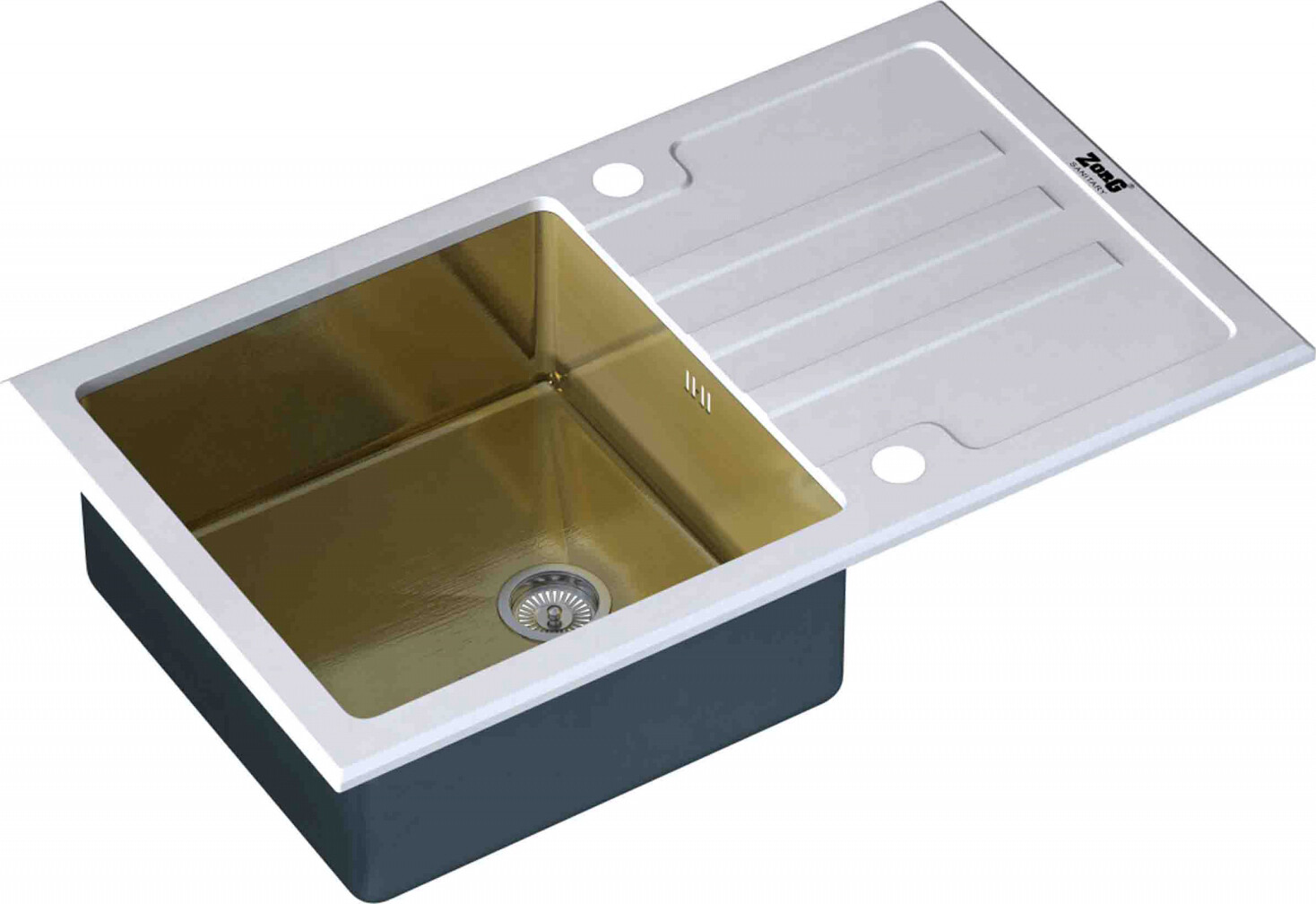 Мойка кухонная ZorG Inox Glass GL-7851-WHITE-BRONZE из нержавеющей стали и стекла, бронза/белый