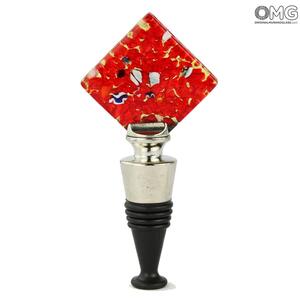 3536 ORIGINALMURANOGLASS Красная Бутылочная пробка с золотом + коробочка - муранское стекло OMG  см
