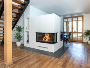 Стальной угловой дровяной камин