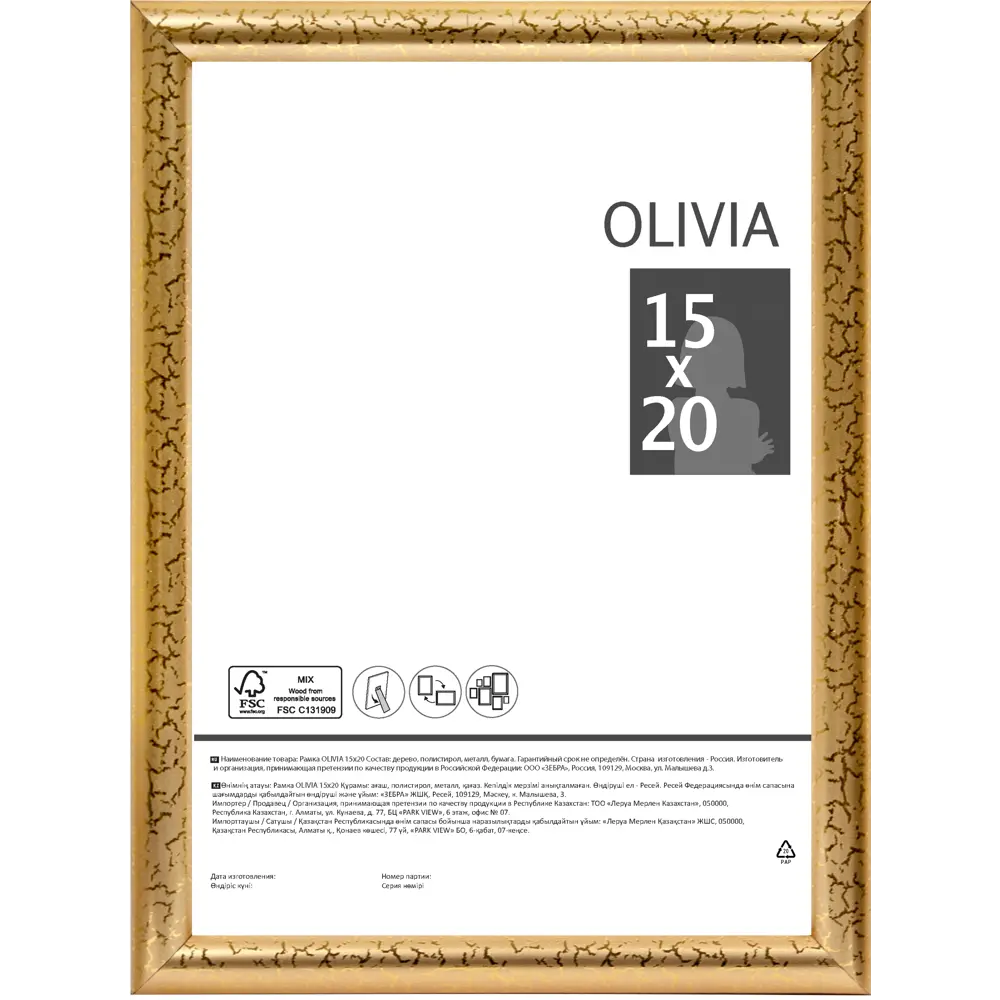 Рамка Olivia 15x20 см пластик цвет золото 86106573 STLM-2146721 Santreyd 