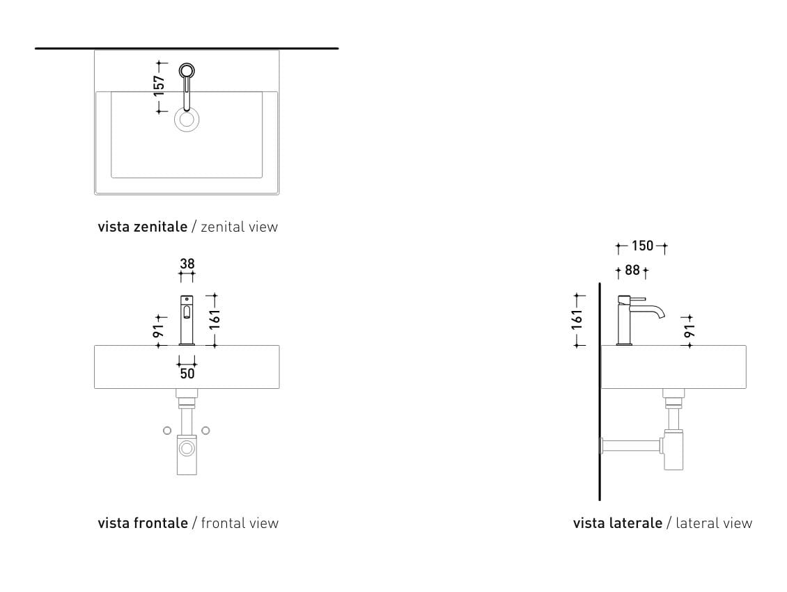 Однорычажный смеситель для раковины из нержавеющей стали Ceramica Flaminia ARCH-00078258 - Вид №7