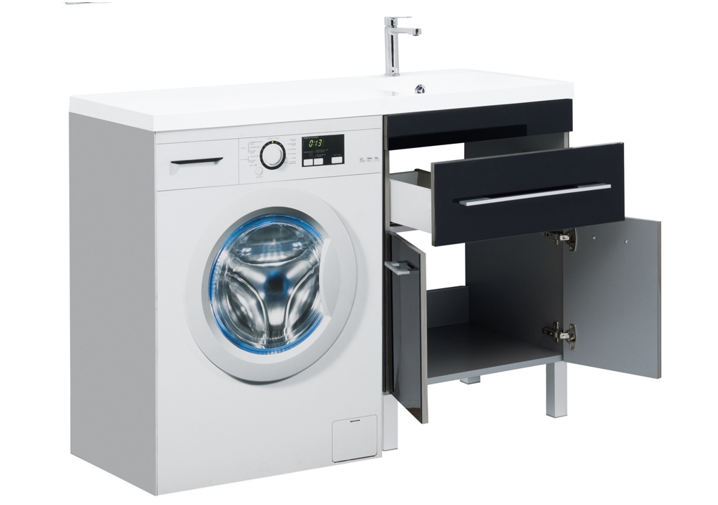 Тумба с раковиной Aquanet Верона 120 R черный (напольная, 1 ящик, 2 дверцы) 0018270500239568 - Вид №1