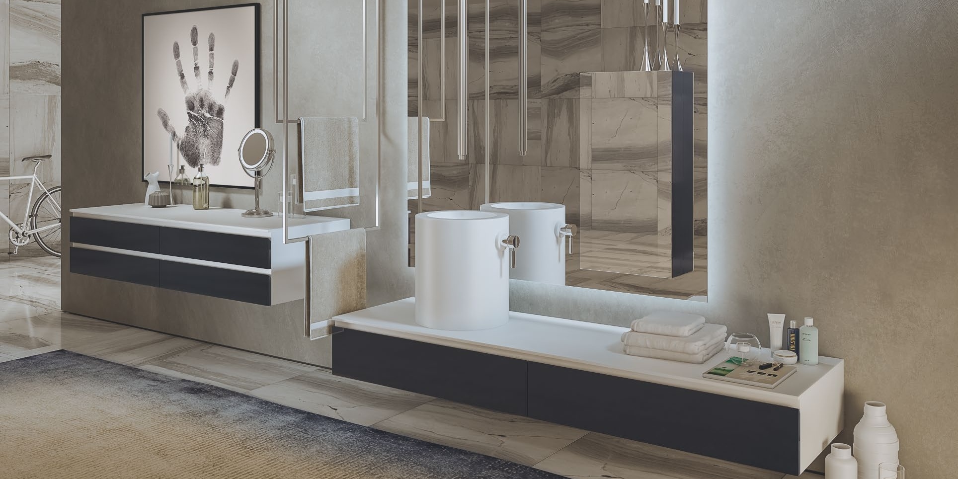 Moma Design Тумба подвесная с 4 ящиками 1400 Emotion350/ 8 черный матовый EMY01140 - Вид №1