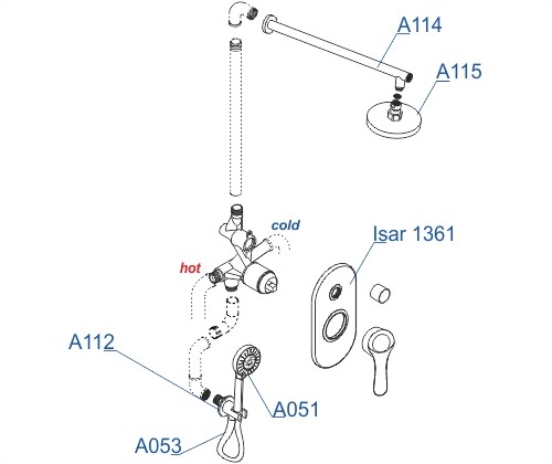 A16315 Встраиваемый комплект для душа с верхней душевой насадкой и лейкой WasserKRAFT  - Вид №5