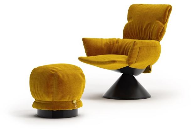 Cappellini Кресло поворотное со съемным чехлом на металлической конической основе Lud’o lounge Lu_2  - Вид №3