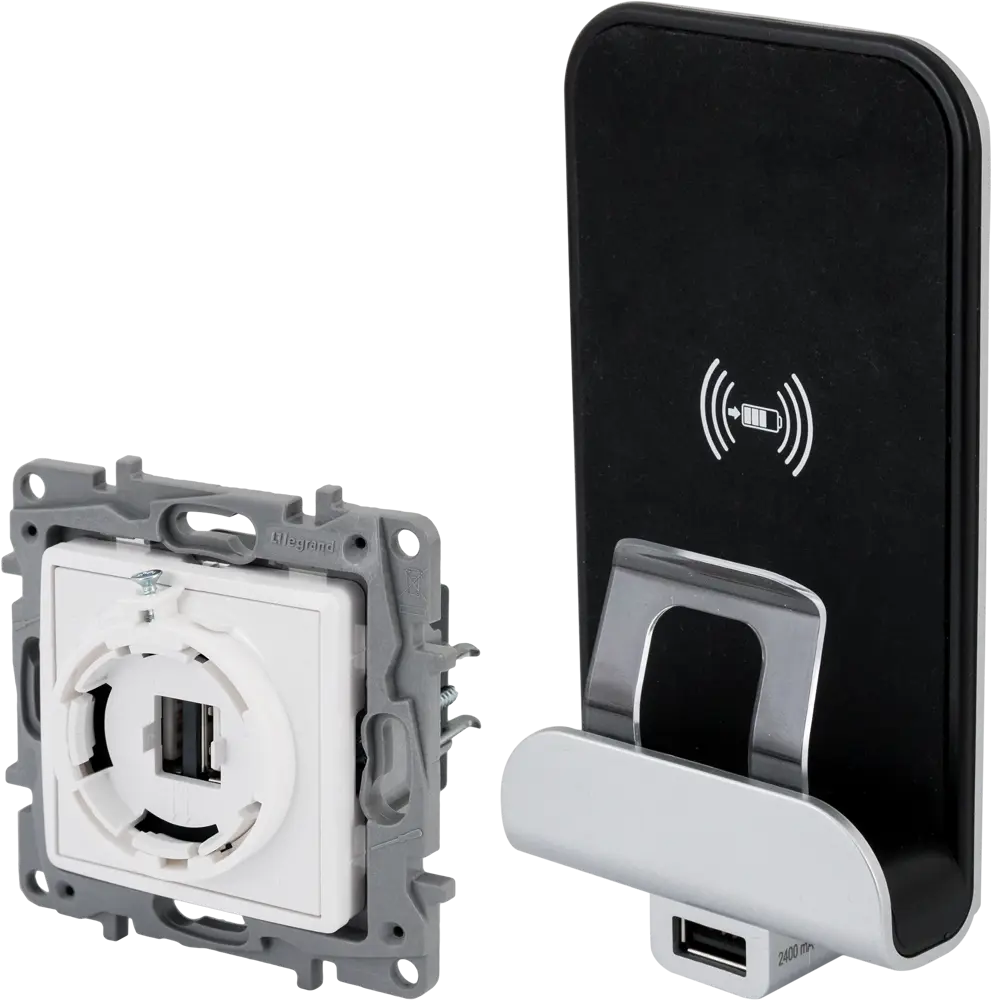Зарядное устройство беспроводное Legrand 2.4 А цвет черный 82484555 STLM-2201650  - Вид №1