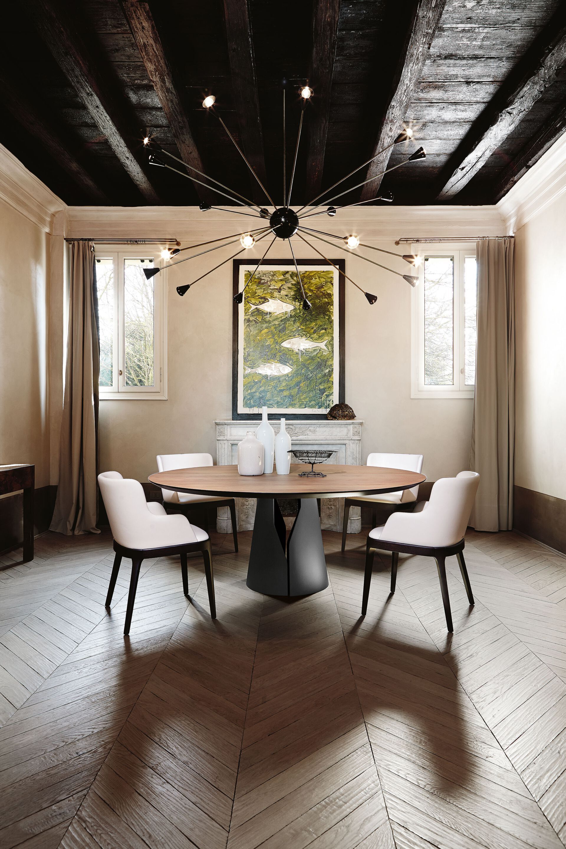 Круглый стол из стали и дерева Cattelan italia GIANO ARCH-00150283 - Вид №1