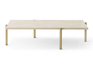 Прямоугольный журнальный столик с кожаной обивкой