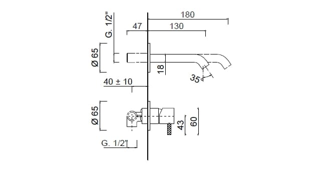 Настенный смеситель для раковины Rubinetteria Giulini My Future Deluxe ARCH-00149878 - Вид №2