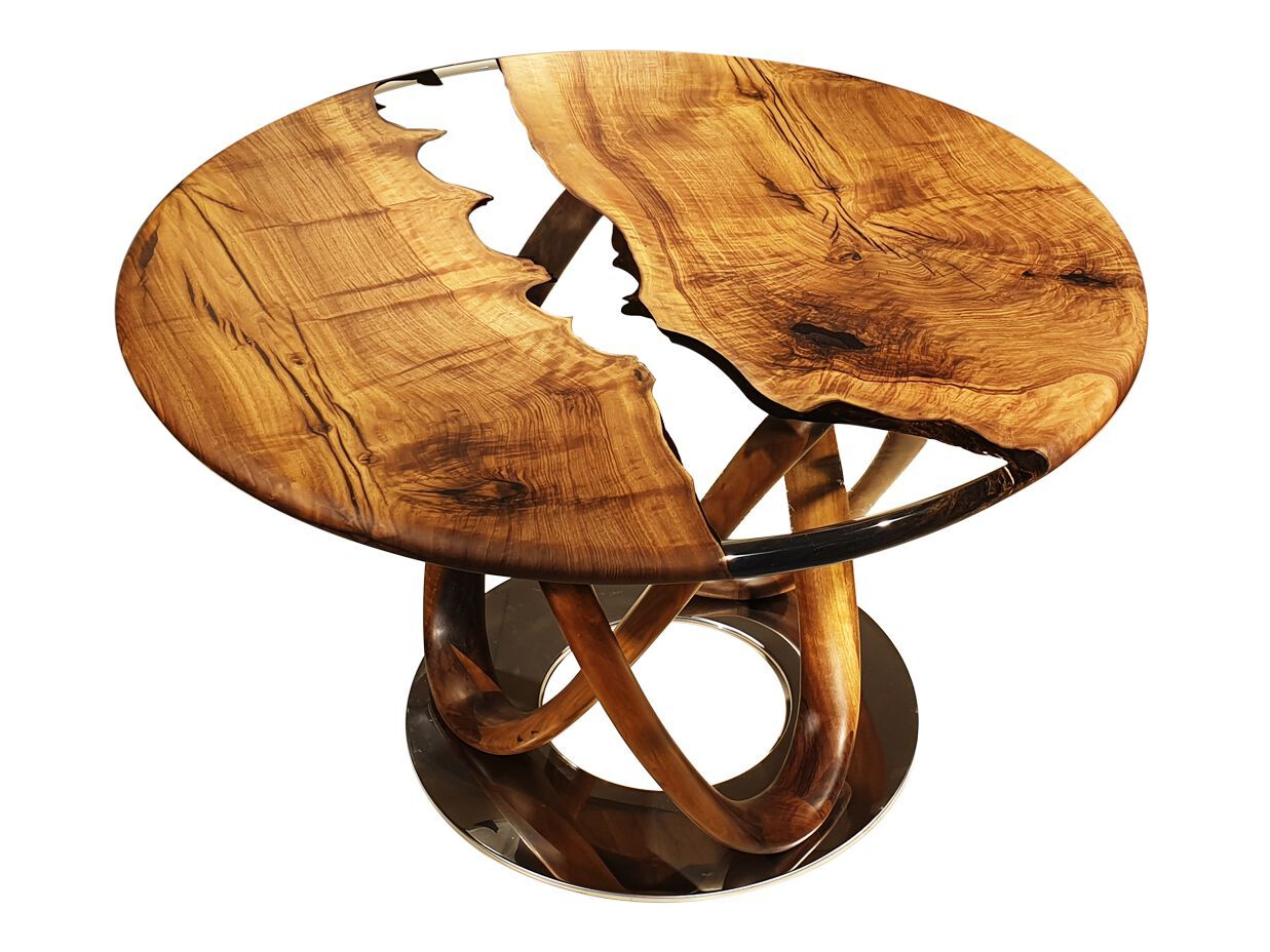 Круглый стол из смолы и орехового дерева Legnor LEG2408777 ARCH-00082771