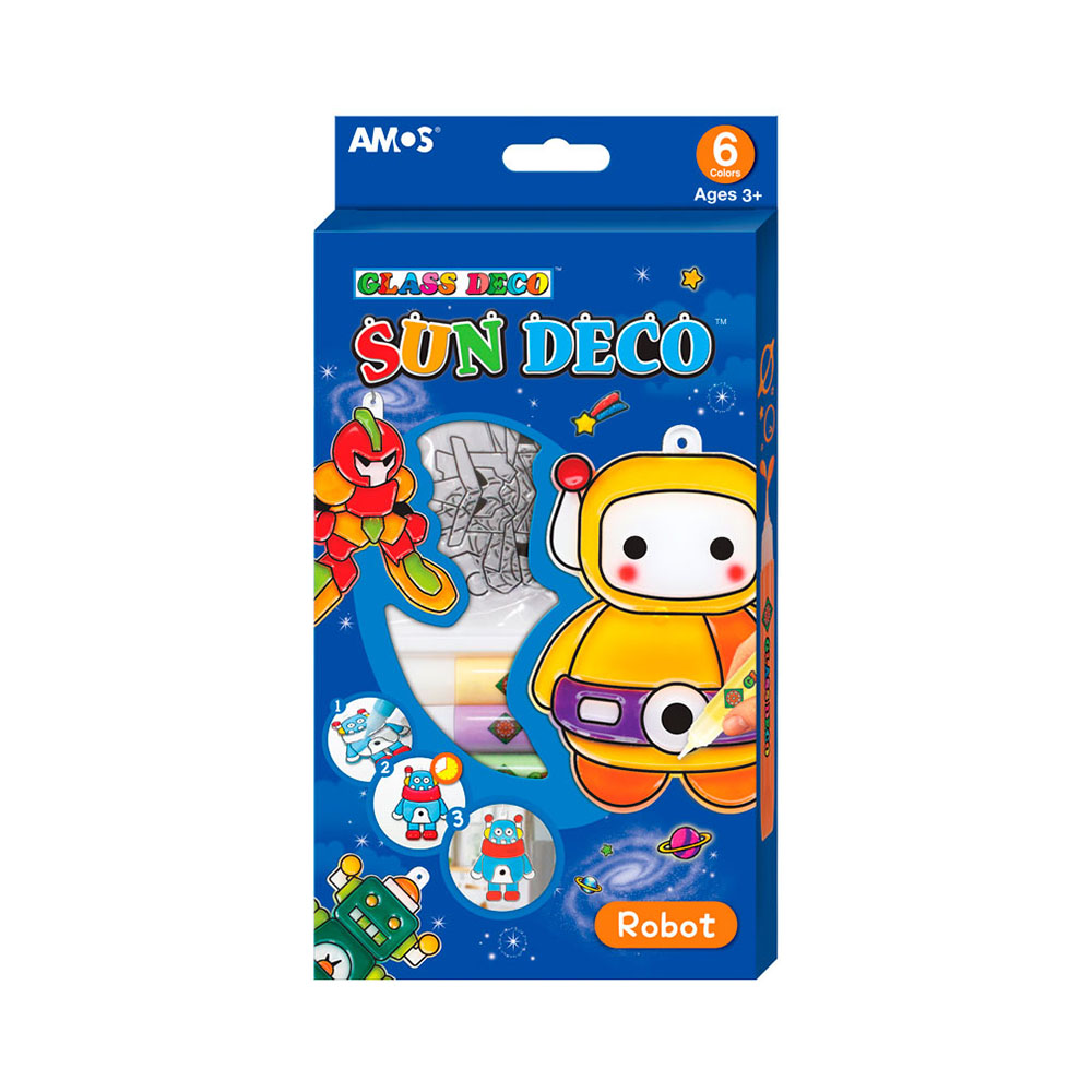 22918 Набор витражных красок с витражами "Роботы" AMOS 