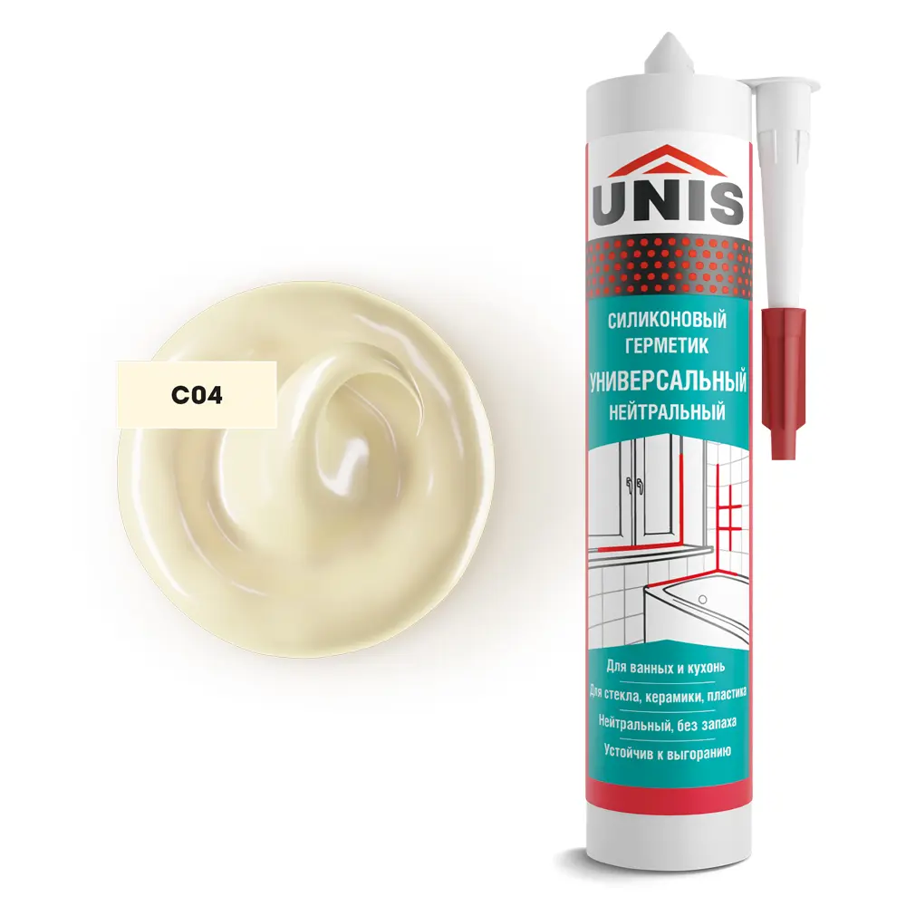 Герметик силиконовый Unis UN-80 слоновая кость 300 мл Santreyd STLM-2196828 - Вид №1