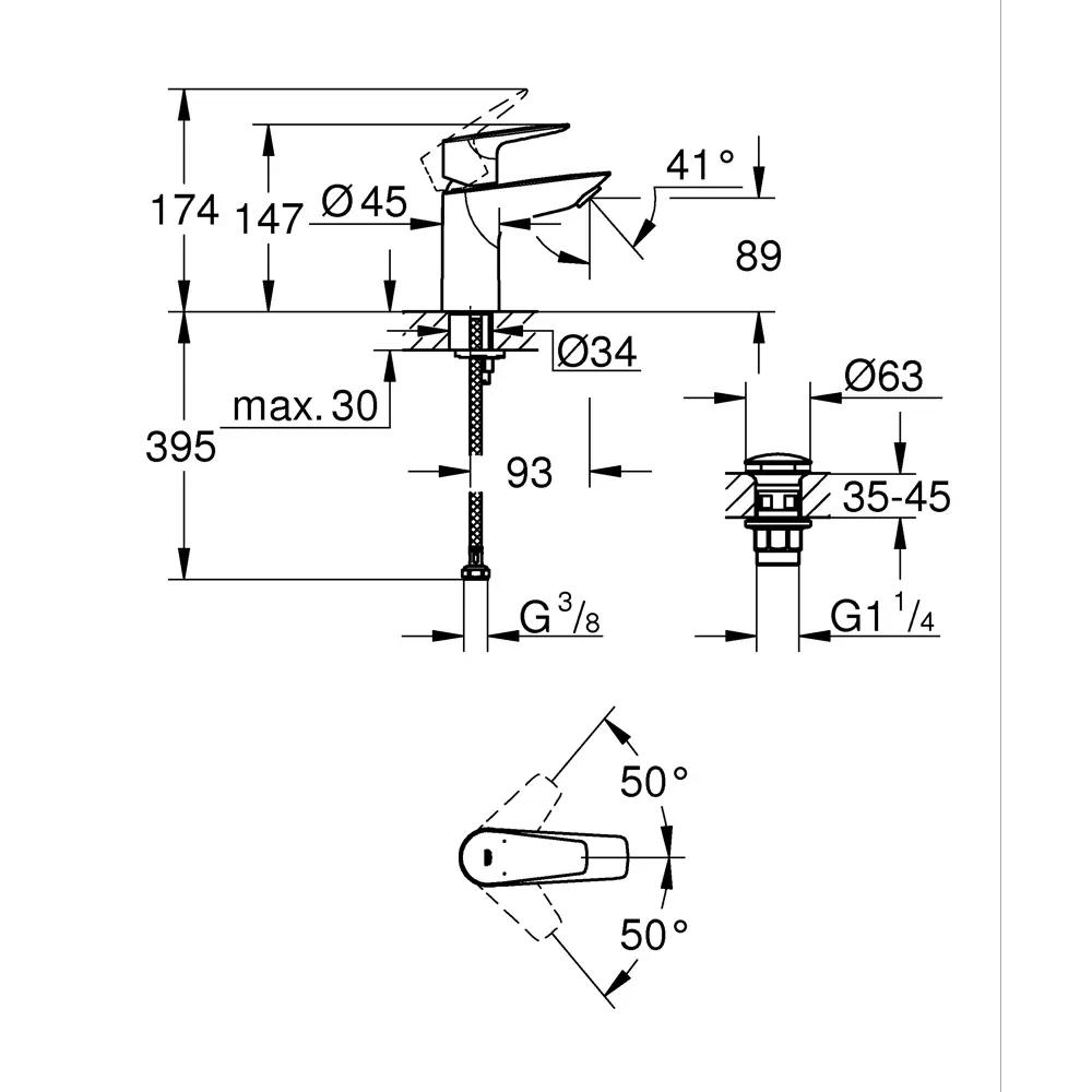Смеситель для раковины Grohe Start Edge однорычажный цвет хром 85484769 STLM-2183666 - Вид №4