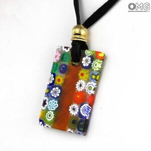 3671 ORIGINALMURANOGLASS Разноцветная мозаичная подвеска - муранское стекло OMG 40 см