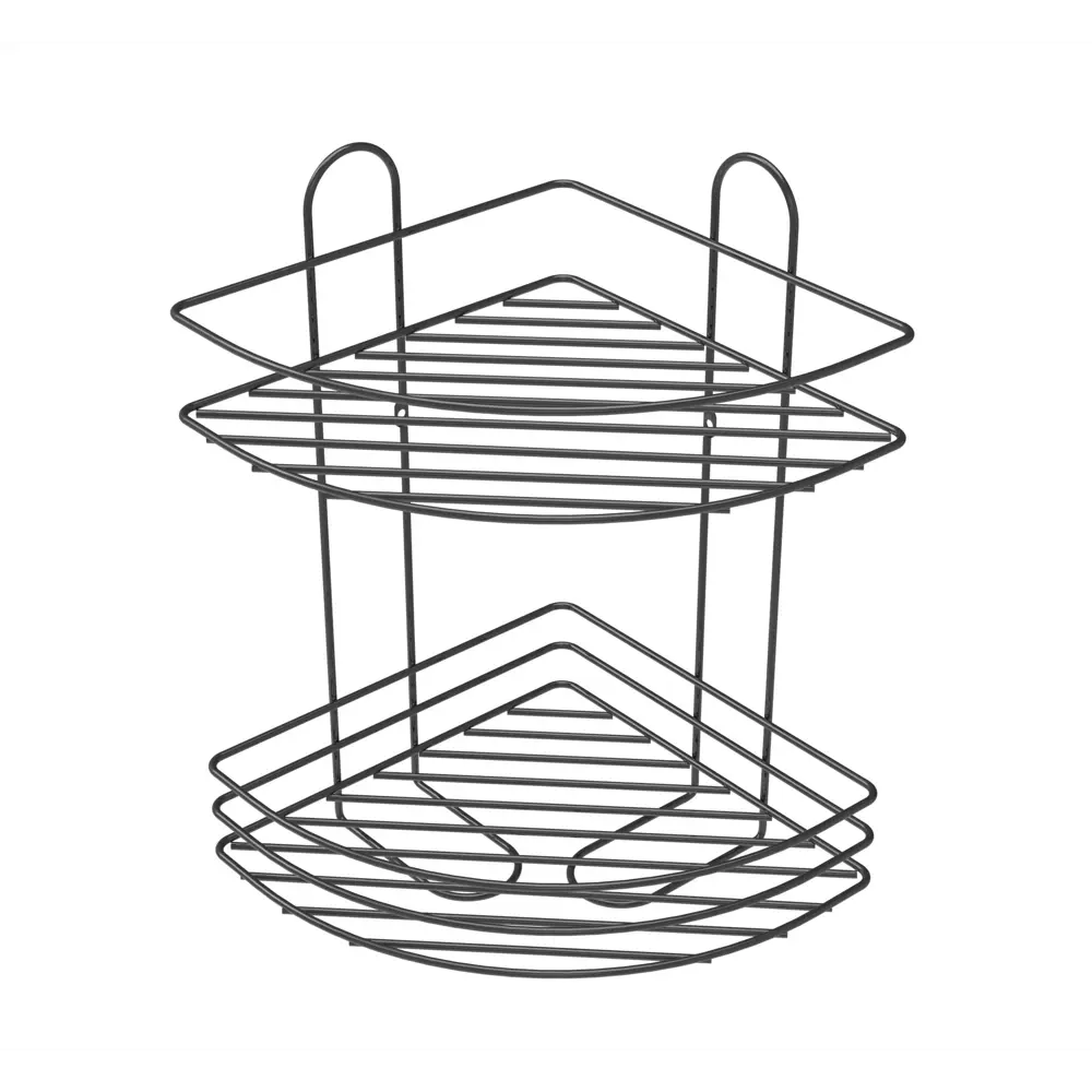 Полка для ванной Lemer Nil двухъярусная 23x23 см металл цвет графит STLM-2204527 - Вид №4