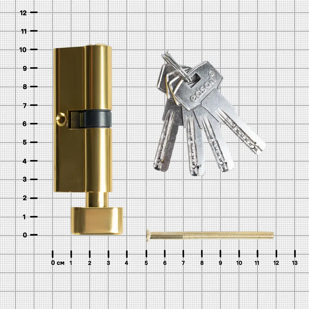 Цилиндр EDS-CYL 40x40 мм ключ/вертушка цвет латунь EDSON STLM-2081676 - Вид №3