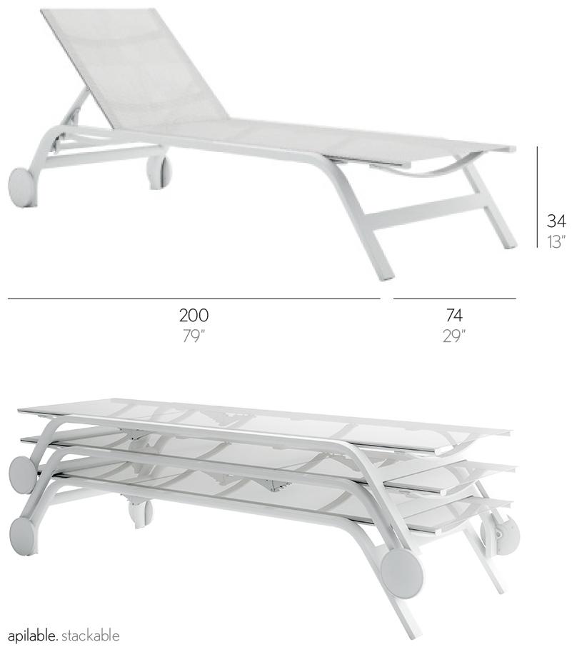 GANDIABLASCO Штабелируемый садовый кушетка из батилина® на колесиках Stack sun-id-1454890 - Вид №3