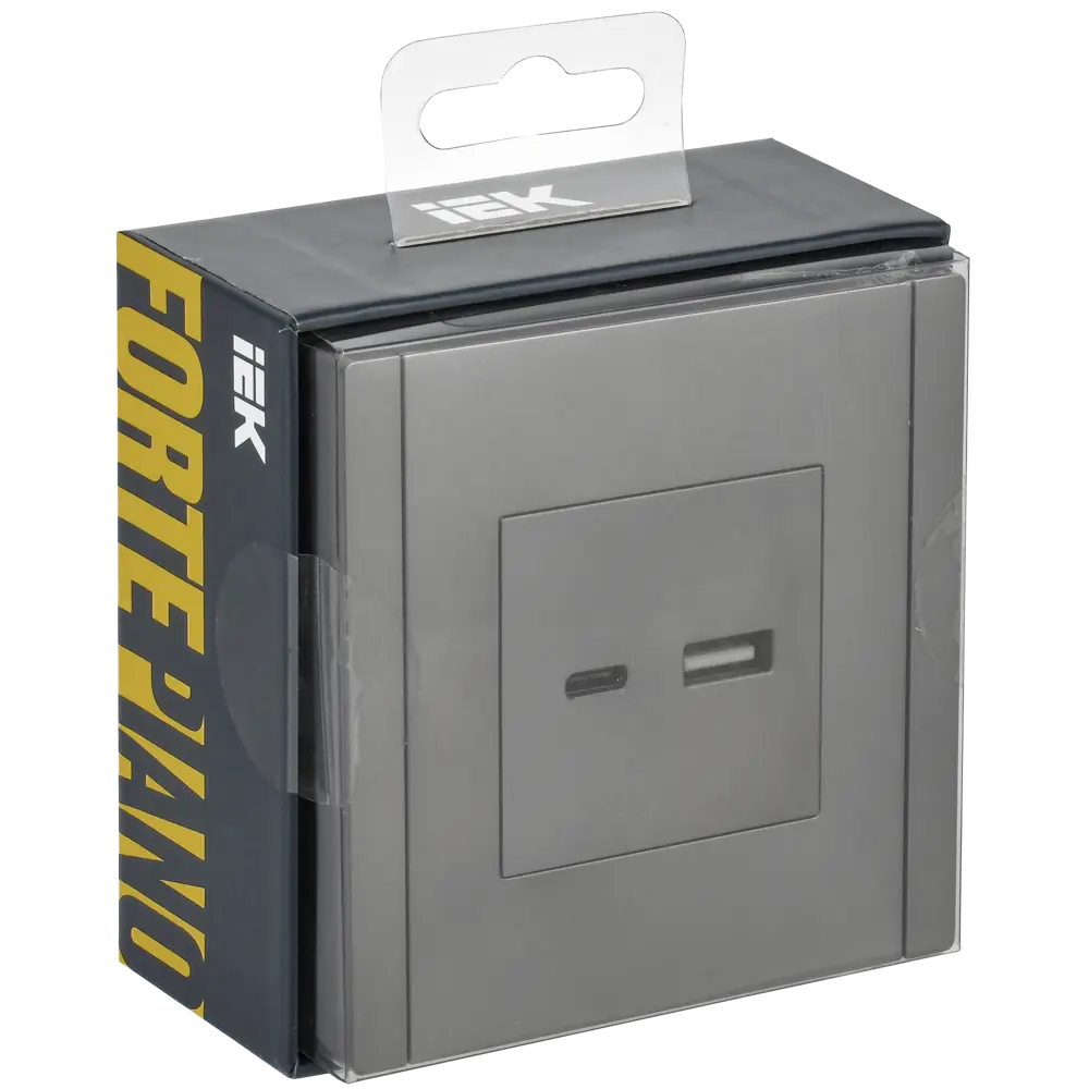 Розетка встраиваемая USB A-C IEK Forte&Piano цвет сталь 89435958 STLM-2211333 - Вид №1