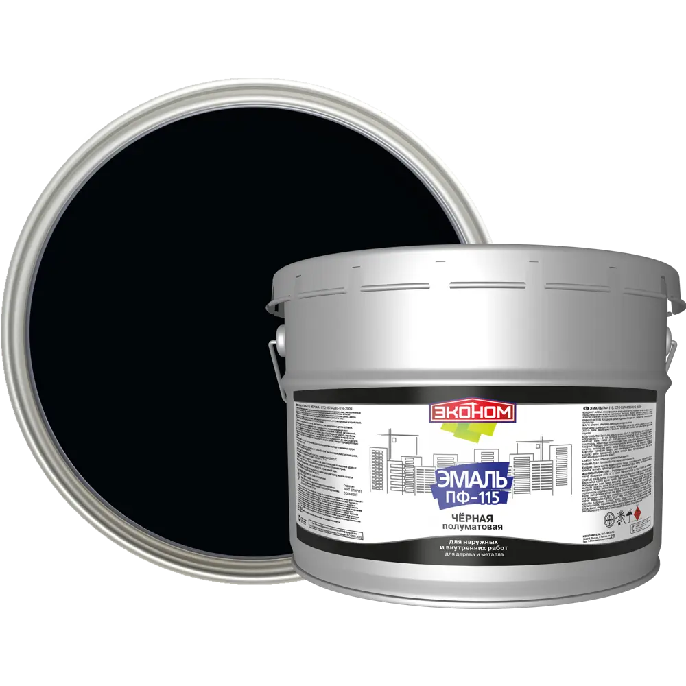 Эмаль ПФ-115 Эконом для внутренних и наружных работ, черная 84434194 STLM-0050010