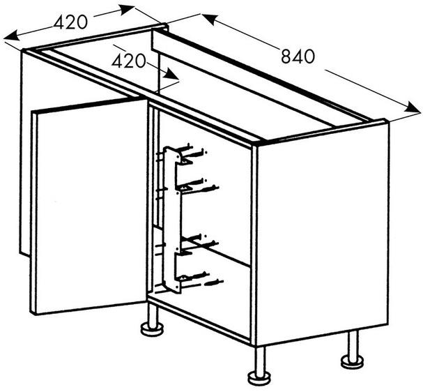 Würth Внутренний аксессуар для кухни из стали Guarnitura girevole ad angolo 0683730100 - Вид №1