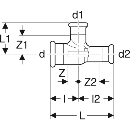 61195 Тройник переходной Geberit Mapress Geberit  - Вид №2