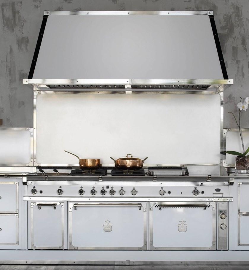 Officine Gullo Профессиональная кухня из стали с полуостровом на заказ sun-id-1421801 - Вид №2