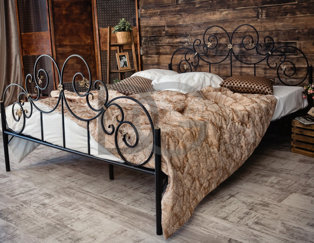 Кованая двуспальная кровать 160х200 с двумя спинками белая "Афина" FRANCESCO ROSSI АФИНА 134616 Черный  - Вид №3
