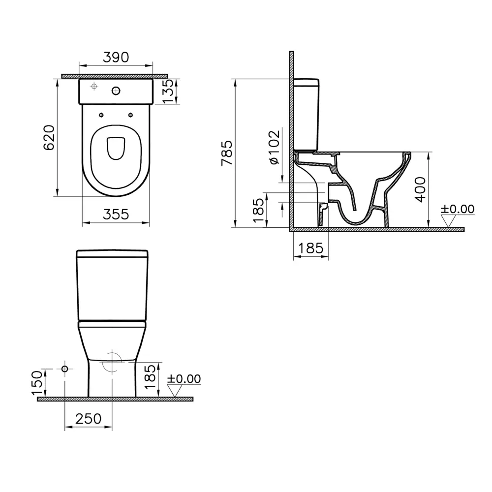Унитаз-компакт Vitra Allegro универсальный выпуск двойной слив STLM-2185532 - Вид №7