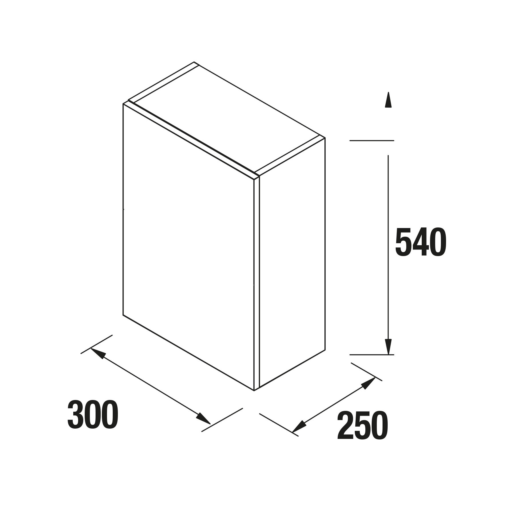 87515 SALGAR Подвесной шкаф ALLIANCE 300 natural left / right 1 дверная система открывания нажатием уменьшенная глубина 300 x 540 x 250 мм Естественный  - Вид №1