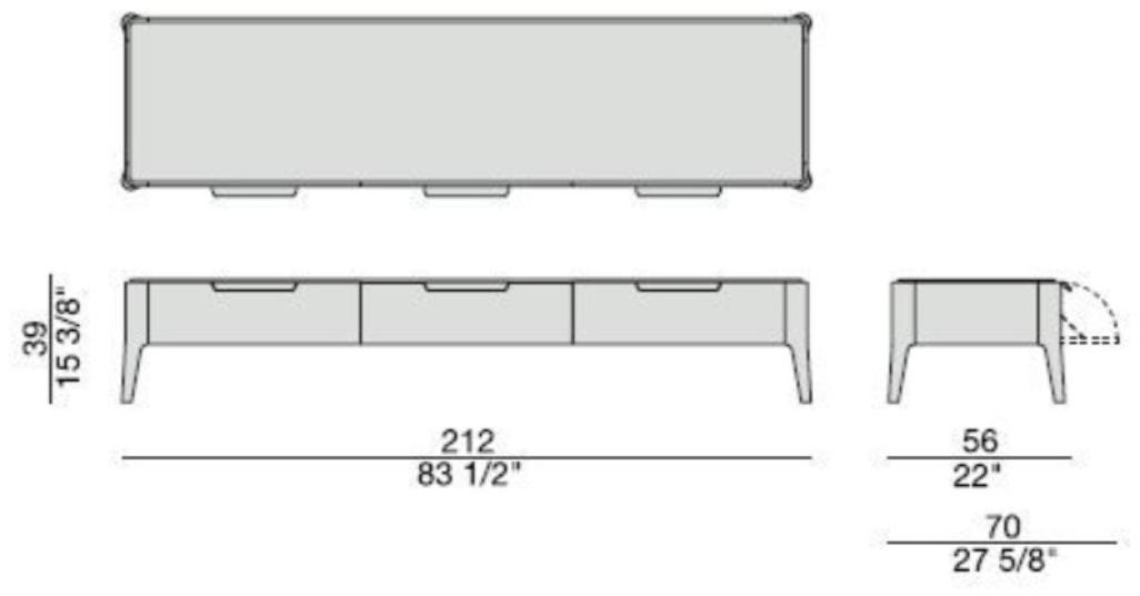Porada Низкая деревянная тумба под ТВ с откидными дверцами Iron sun-id-1467198 - Вид №3