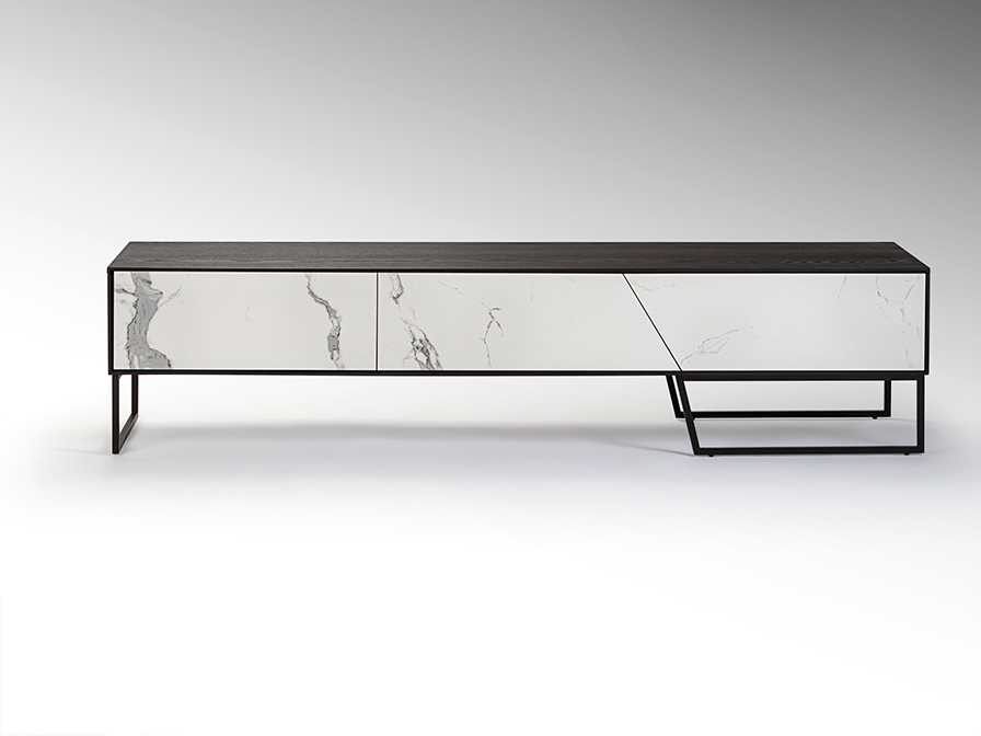 098755 Тумба под ТВ 3 ящика белый/черный Schuller Kerala - Вид №1