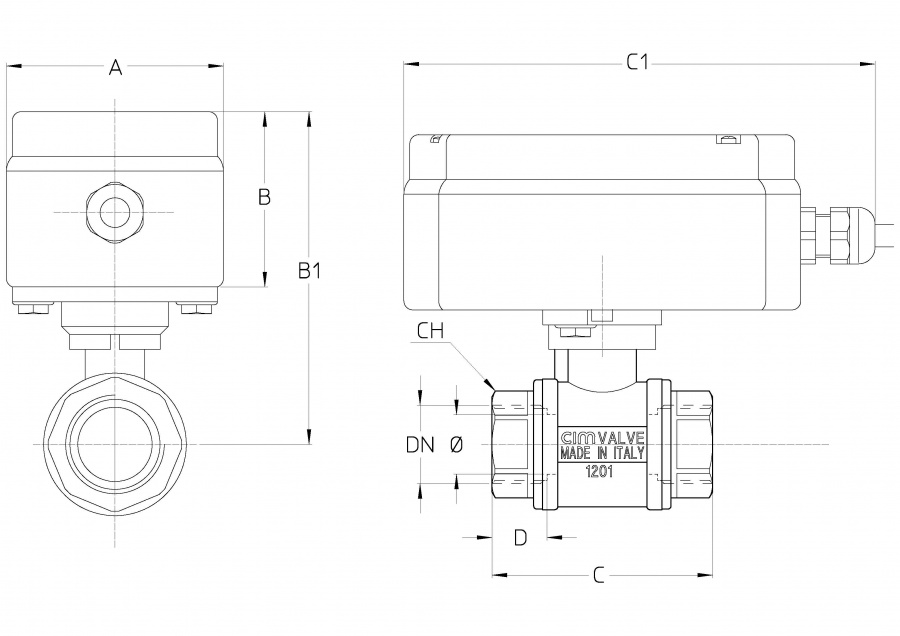 CIMBERIO CIM 702 1 Шаровой кран с электроприводом EMV110/130 ВР/ВР CIM 702  - Вид №1