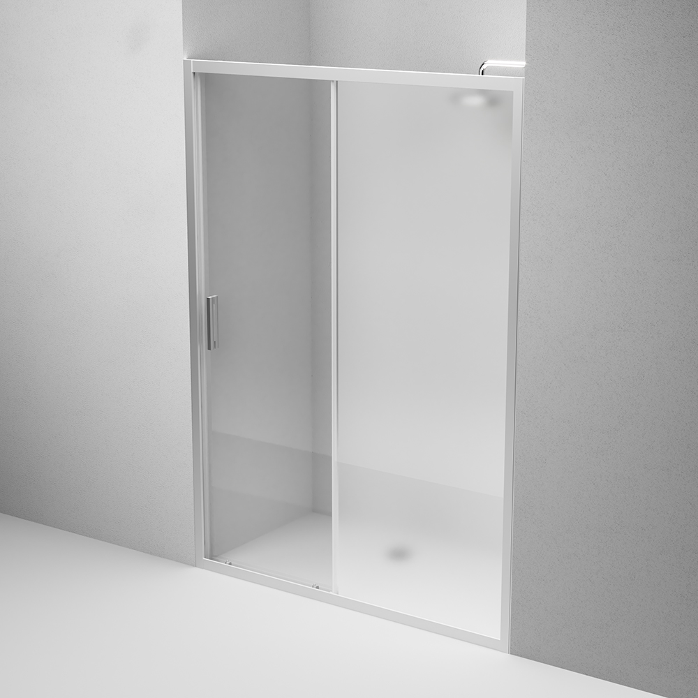 W90G-140-1-195MM Solo Дверь душевая 140х195 стекло матовое профиль матовый хром AM.PM Gem - Вид №3
