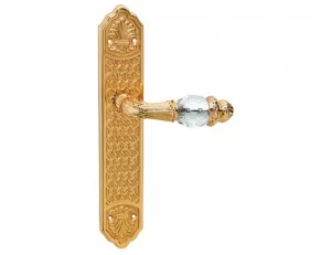 0A3141.000.12 Дверные ручки на пластинах с кристаллами сваровски Золото 24К с черной патиной