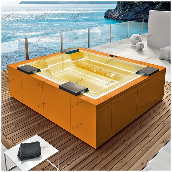 Бассейн Gruppo Treesse Zen PRO-V202P-O прямоугольный spa с гидромассажем аэромассажем хромотерапией встроенный оранжевый PROV202PO