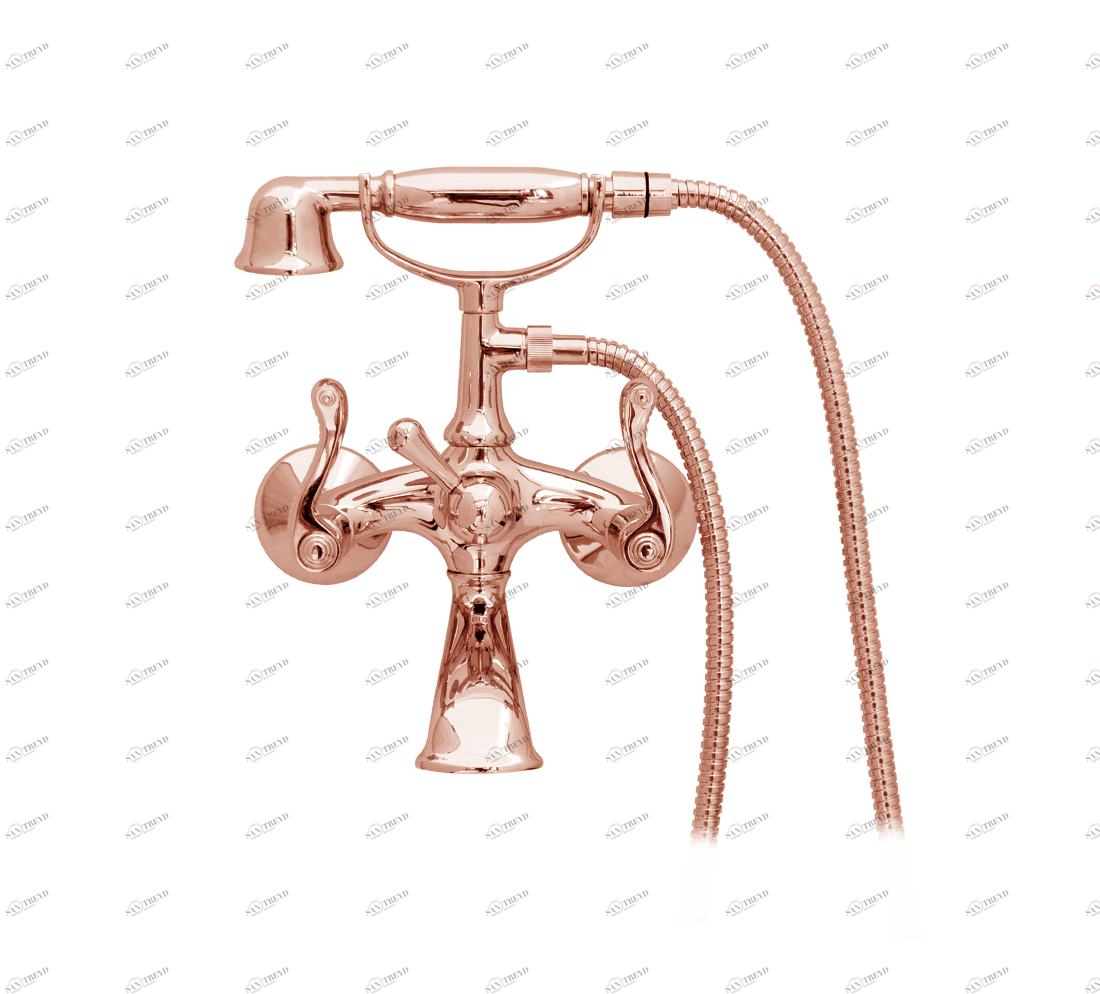 Gentry Home Смеситель для умывальника на три отверстия с выдвижным краном Tiffany Розовое золото GH102676