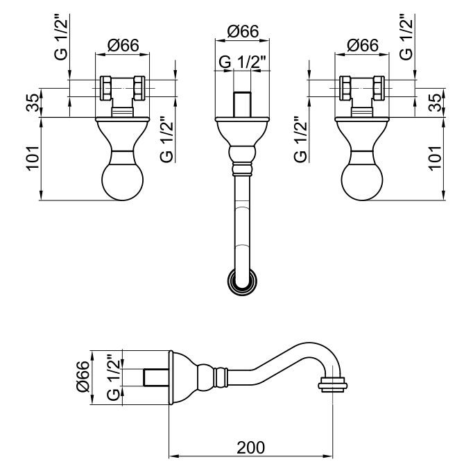 KA750404065 Смеситель для раковины Webert Karenina  - Вид №1