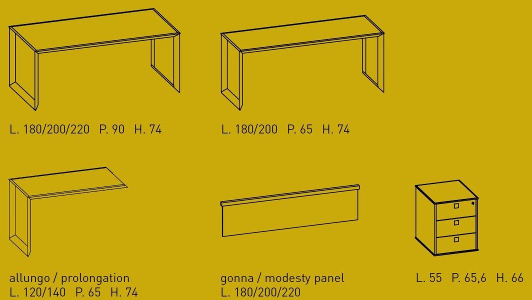 IFT Прямоугольный рабочий стол из алюминия и стекла 45/90 sun-id-1481184 - Вид №2
