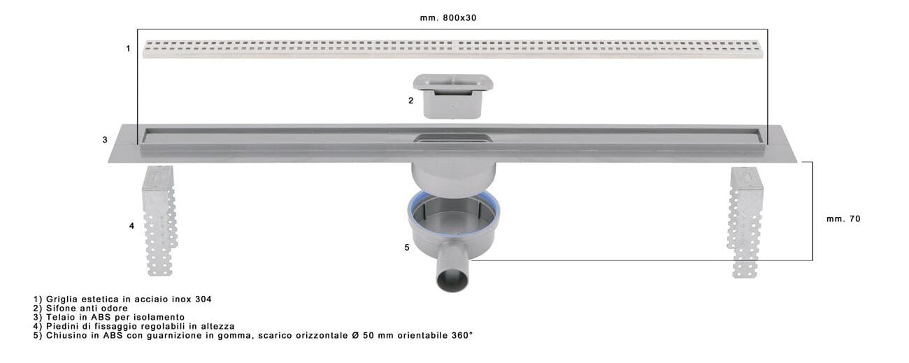 Pratiko ванная комната 3 ABS сифон канал с нержавеющей решеткой First Corporation First Plast ARCH-00105229 - Вид №2