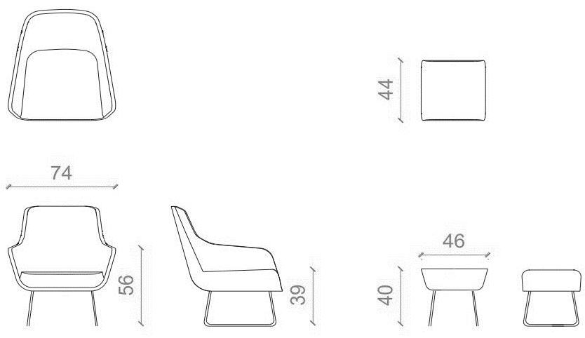 B&T Design Кресло на санках из ткани с подлокотниками Lamy sun-id-1395280 - Вид №4