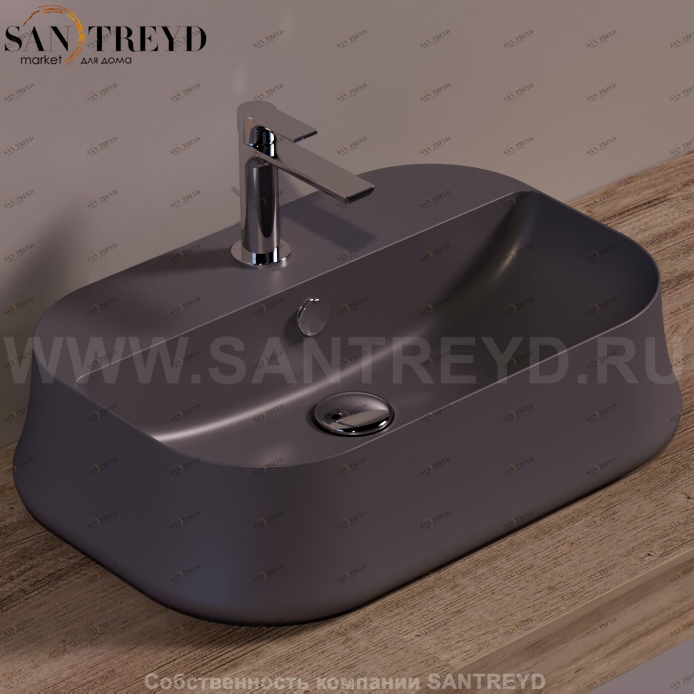 SH09ANTRACITEMATT Накладная раковина на столешницу  прямоугольная Simas Sharp