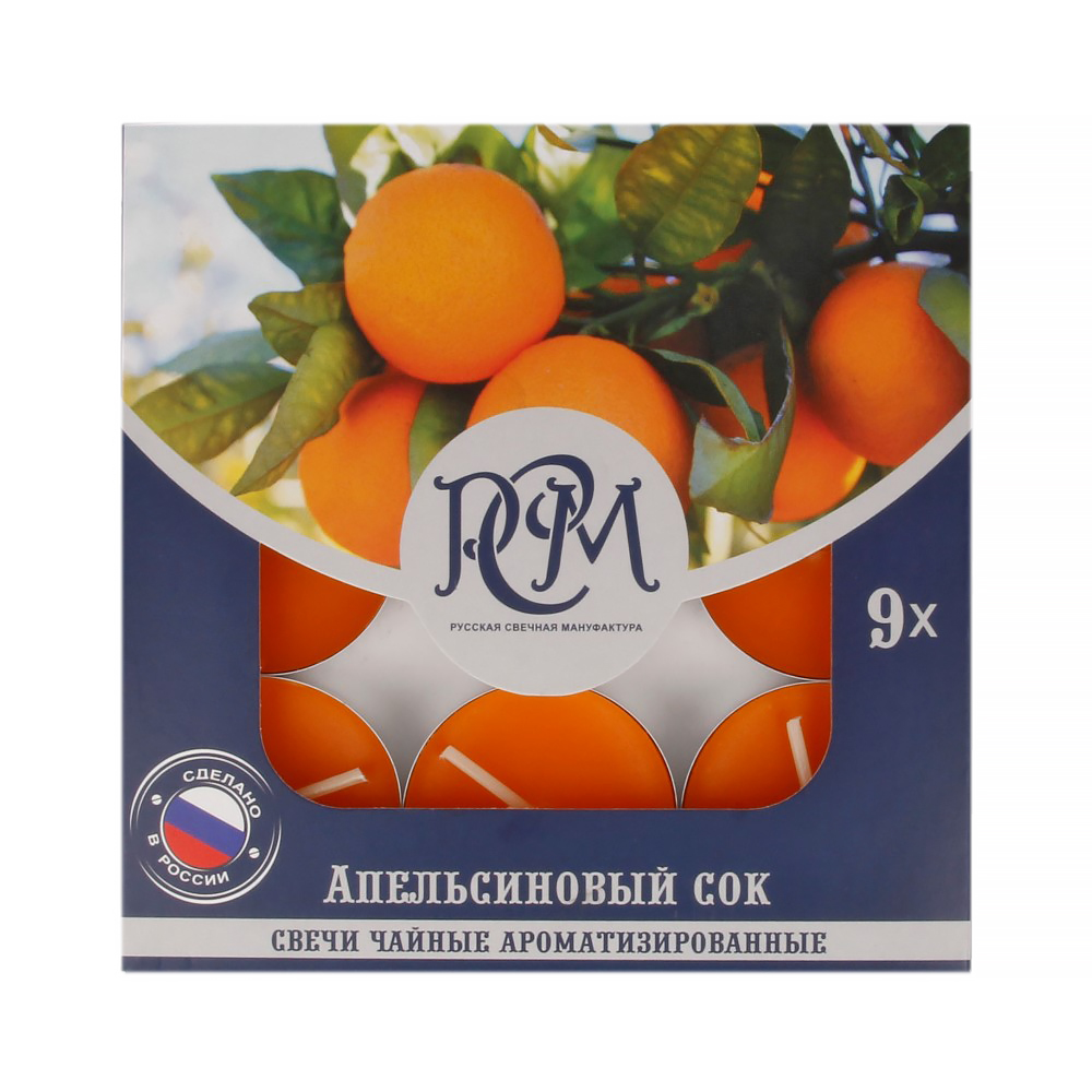 1300908 Свеча чайная 100 г 9 шт. Апельсиновый Сок РСМ 